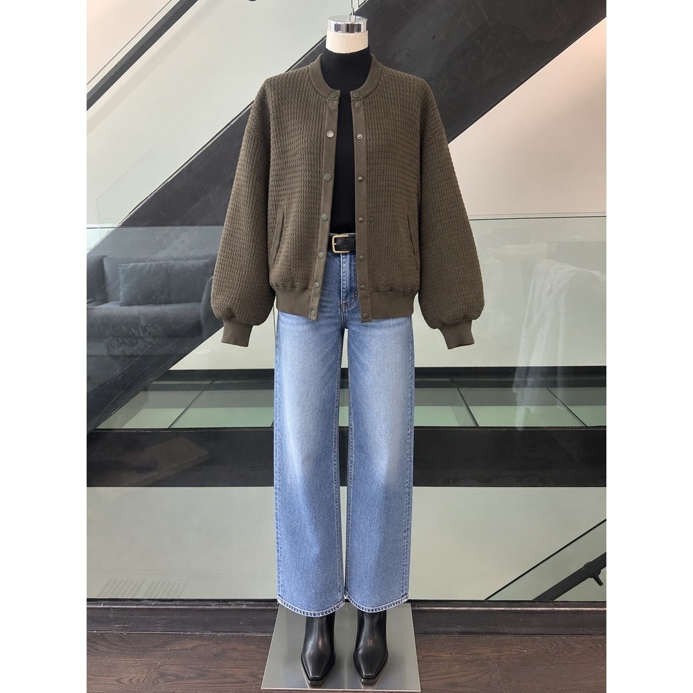 WeWoreWhat Womens Cable Knit Bomber Jacket Olive Green Padded XS